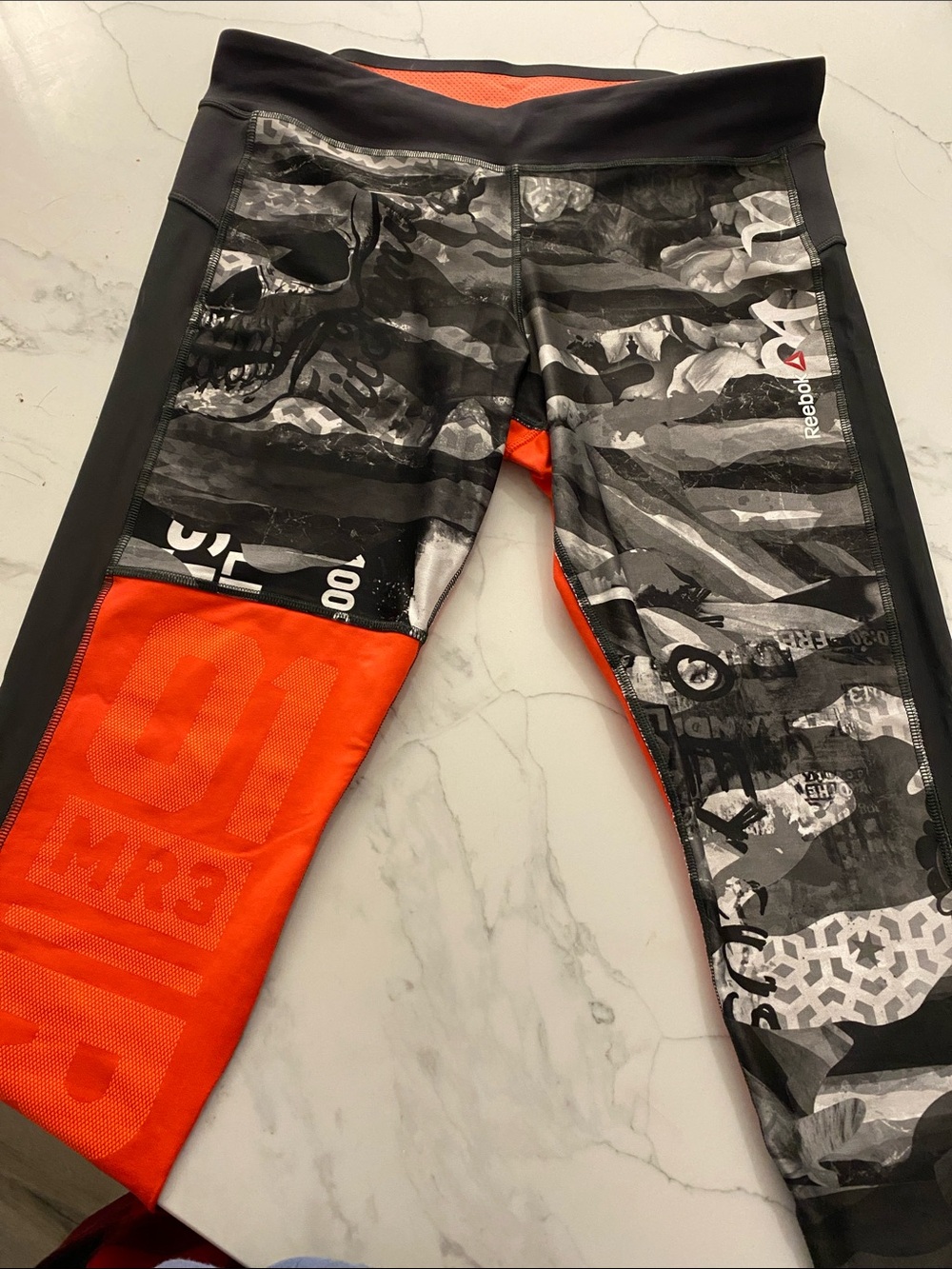 Reebok Black & Orange Graphic Performance Leggings
